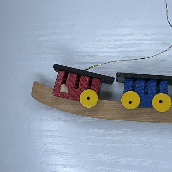Vintage Miniature Wood‎ Train Christmas Tree Ornament - Picture 2 of 7